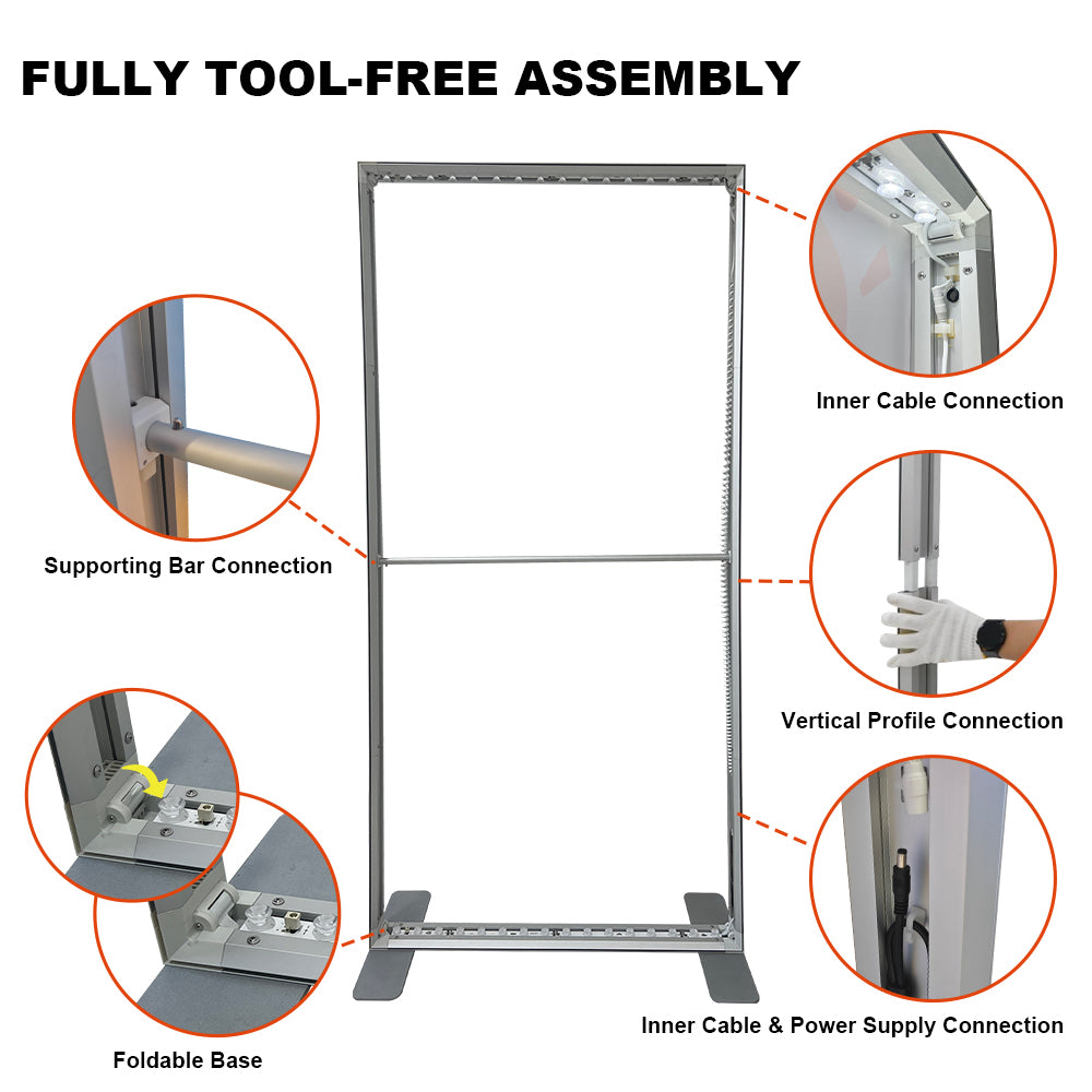 D100NP-3979 3.3FTx6.5FT PVC Frame Foldable Tool-free SEGFold Light Box for Advertising