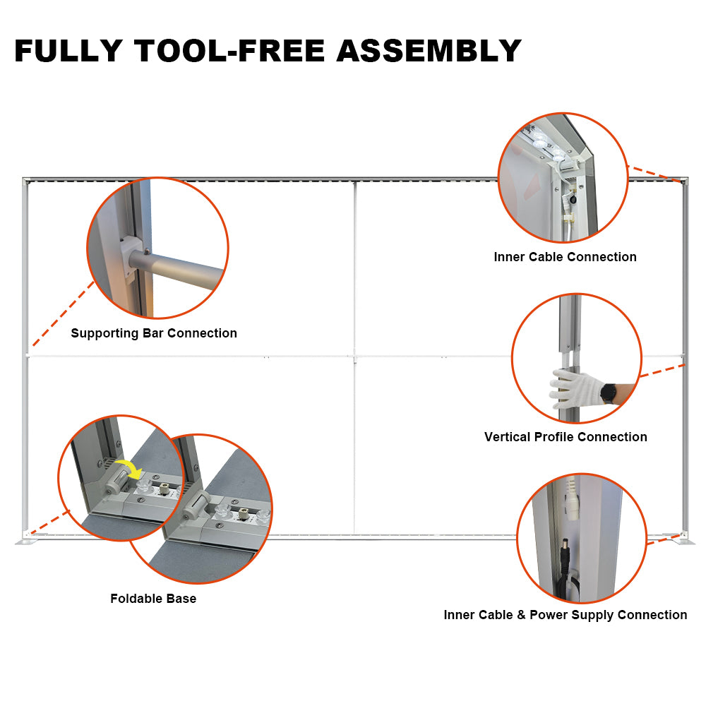D100N-11895 10FTX6.5FT/8FT SEGFoldLight Box Backdrop Foldable Modular Portable 100% Tool-free