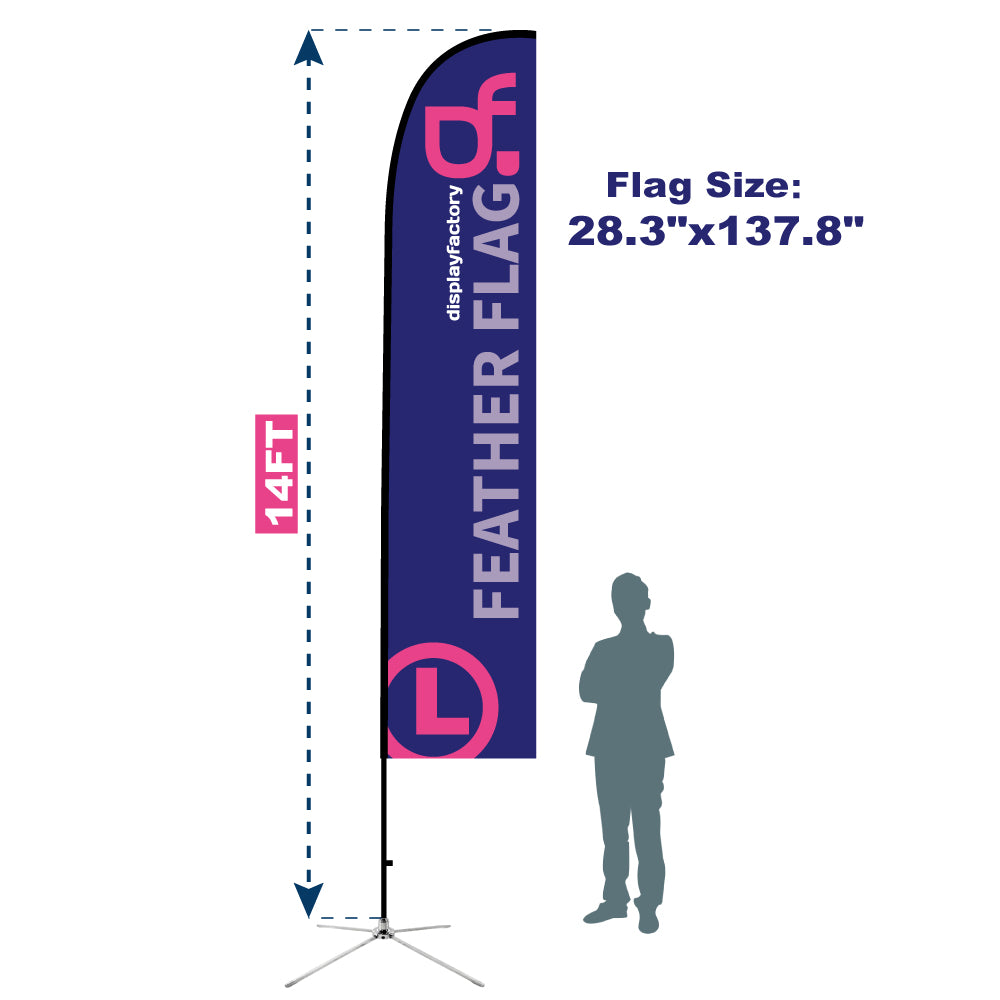 15FP-L 14FT Windless All Fiberglass Feather Flag Pole with Bag