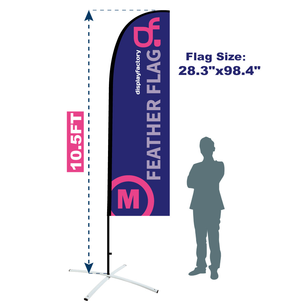 15FP-M 10.5FT Windless All Fiberglass Feather Flag Pole with Bag