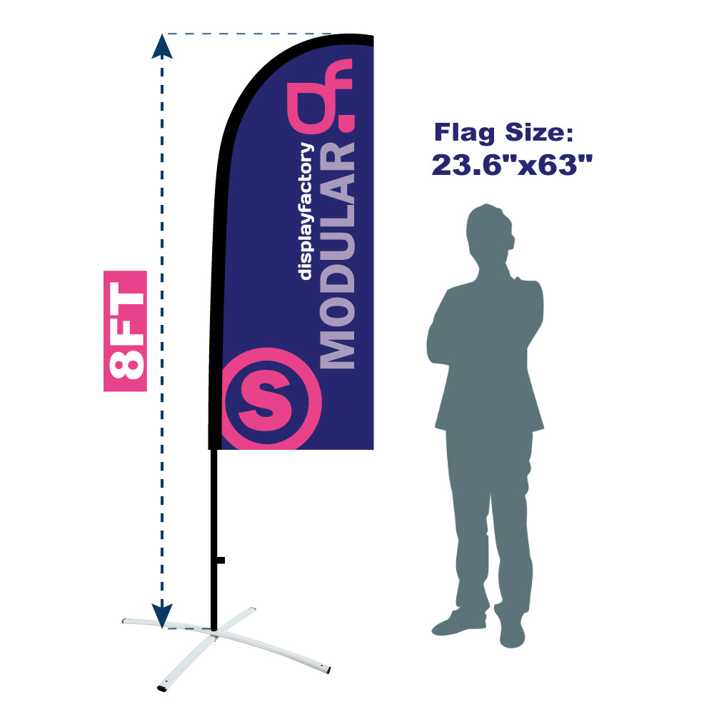 15FP-S 8FT Windless All Fiberglass Feather Flag Pole with Bag