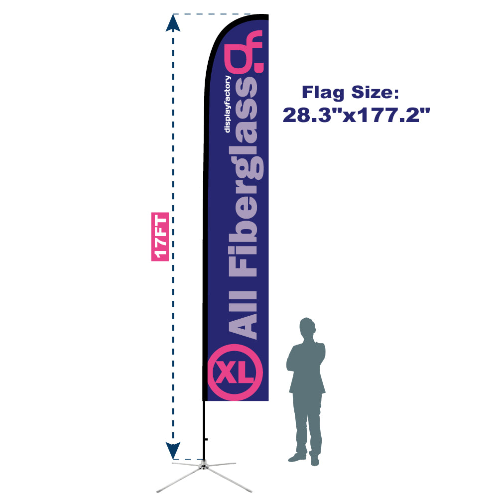 15FP-XL 17FT Windless All Fiberglass Feather Flag Pole with Bag