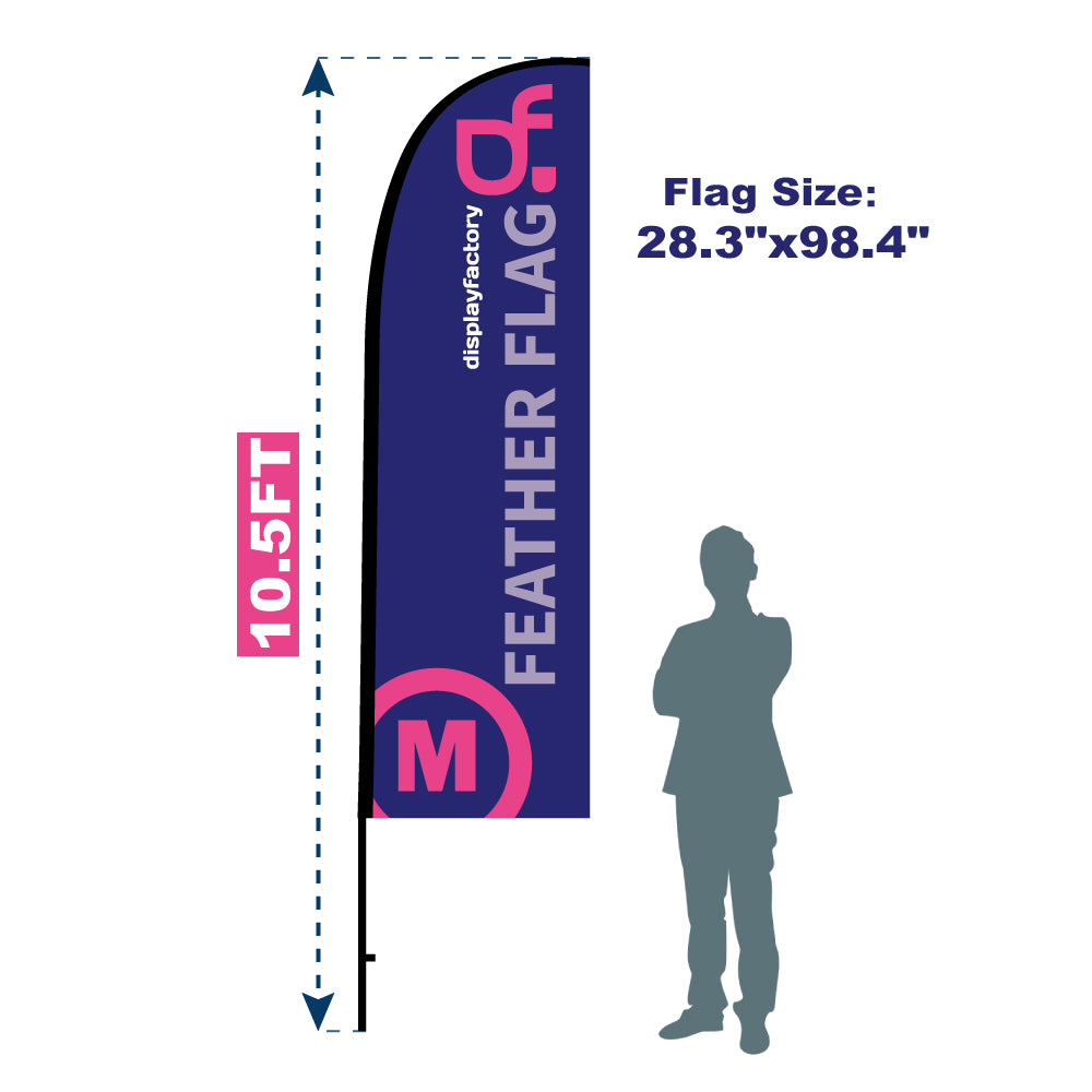 15FP-M 10.5FT Windless All Fiberglass Feather Flag Pole with Bag