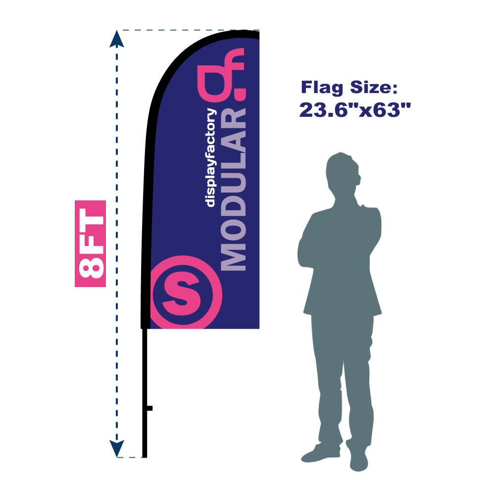 15FP-S 8FT Windless All Fiberglass Feather Flag Pole with Bag