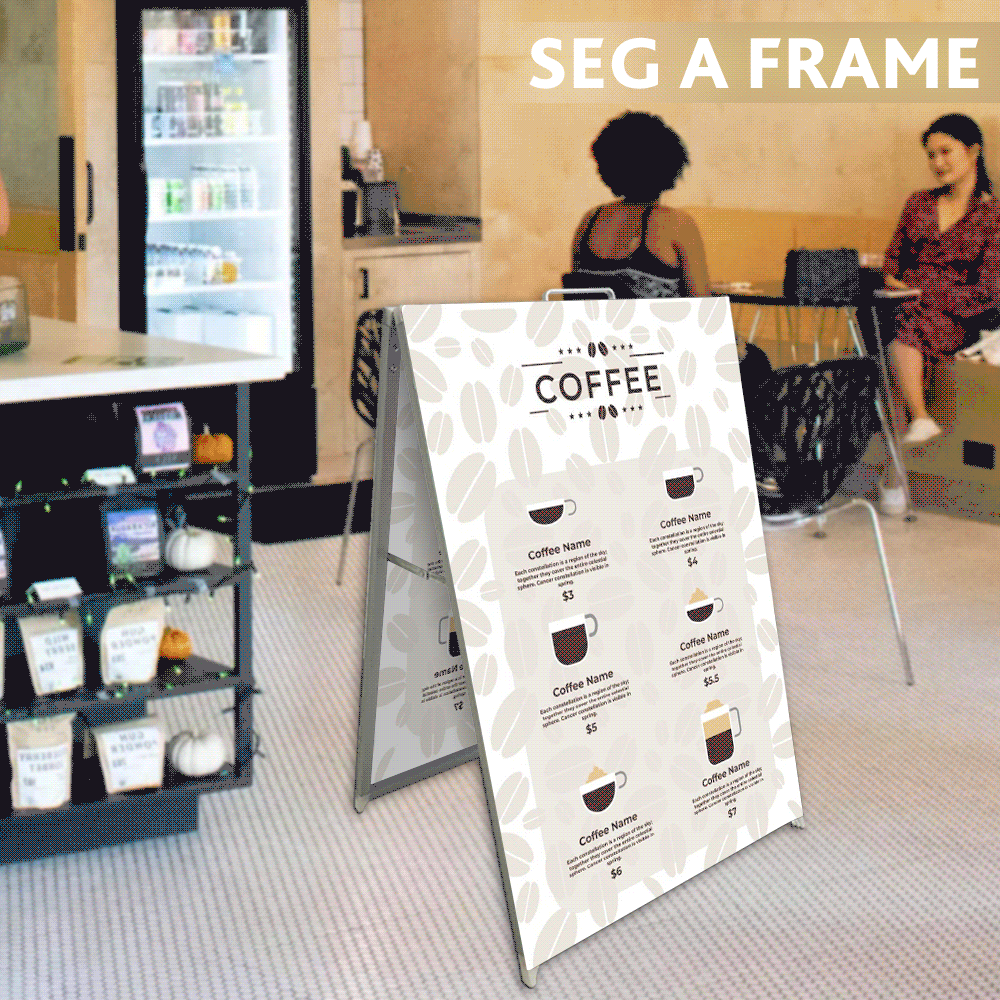 18FO 24"Wx36"H Aluminum Tool Free SEG A Frame Sidewalk Sign Sandwich Board