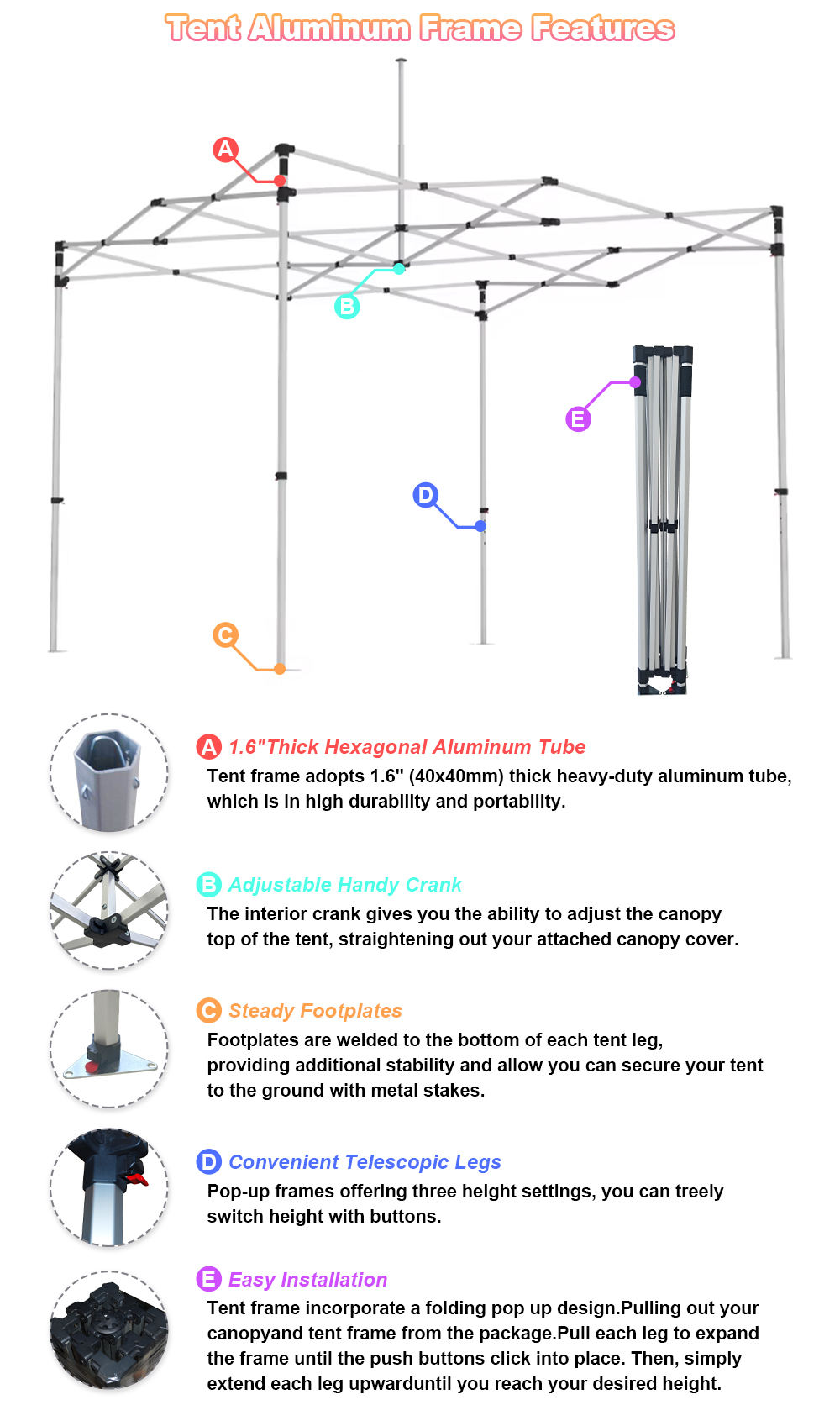 10x20FT Hexagon Aluminum Outdoor Canopy Tent