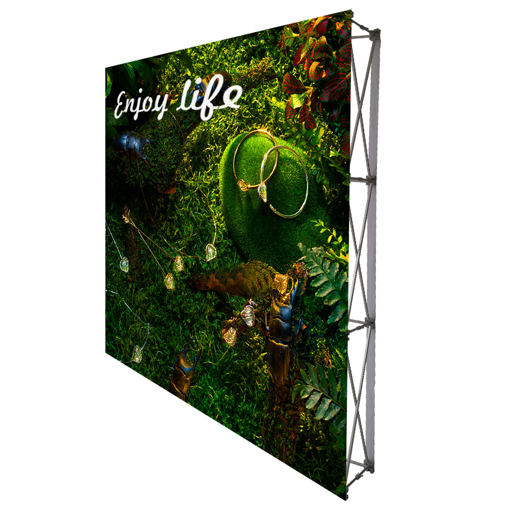 4Z0303 7.5*7.5FT Velcro Fabric Pop Up Display Stand Backdrop for Trade Show with Carrying Bag