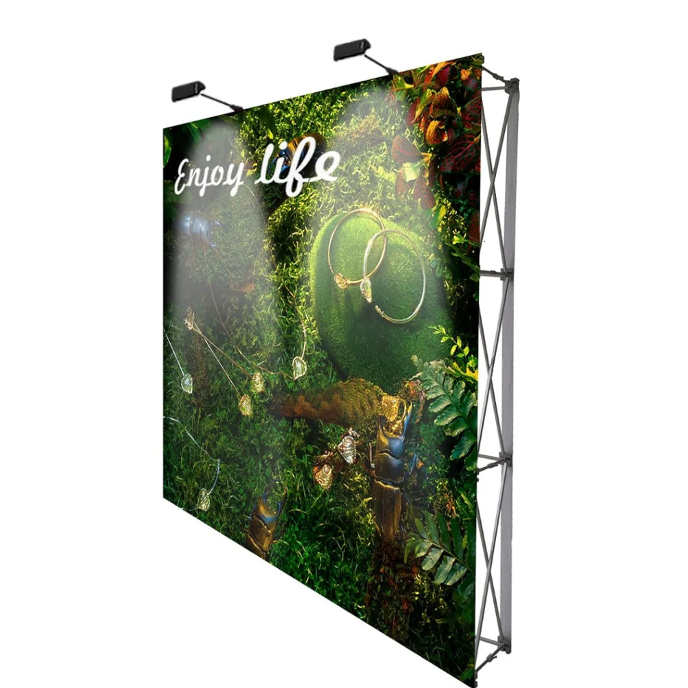 4Z0303 7.5*7.5FT Velcro Fabric Pop Up Display Stand Backdrop for Trade Show with Carrying Bag