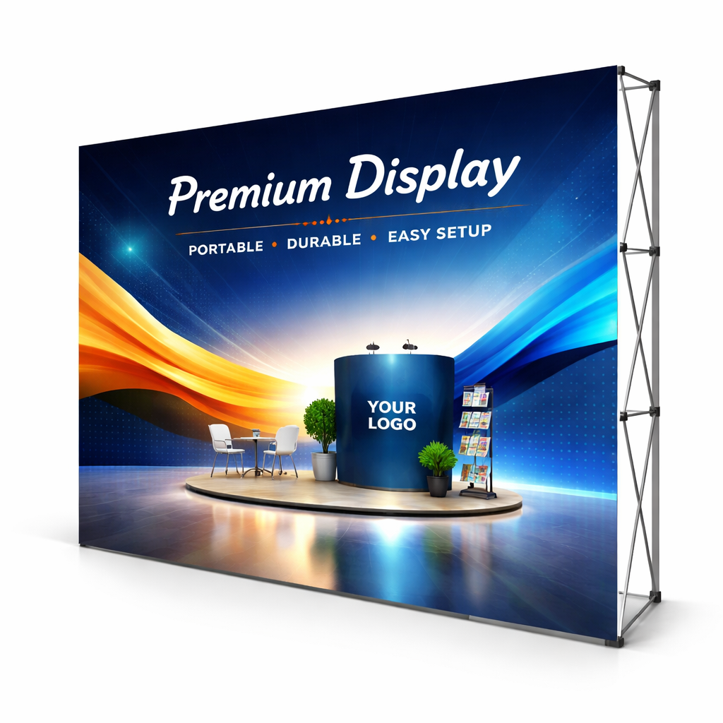 4Z0403 10*7.5FT Velcro Fabric Pop Up Display Stand Backdrop for Trade Show with Carrying Bag
