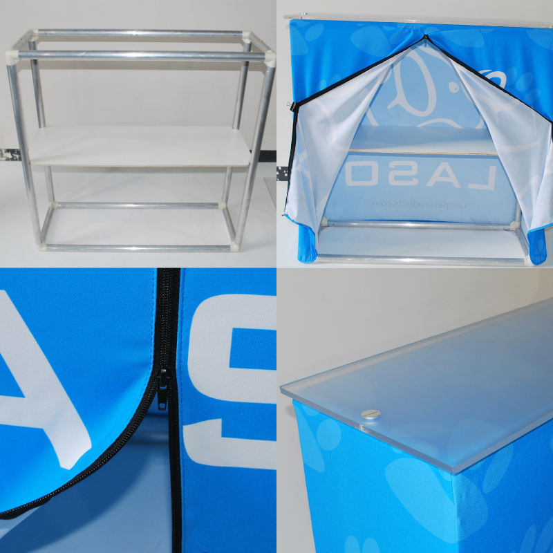 4Z0303 7.5*7.5FT Velcro Fabric Pop Up Display Stand Backdrop + Counter