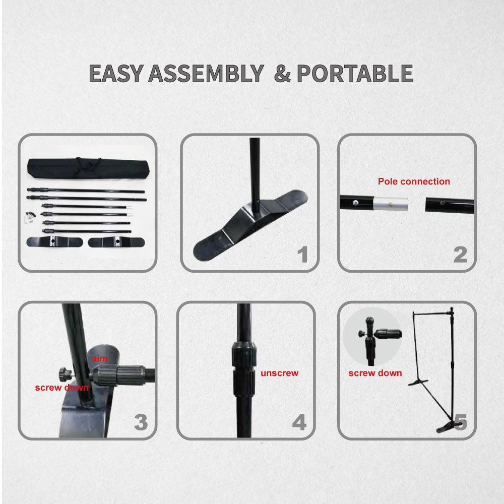 15LF 8x8FT 10x8FT Adjustable Backdrop Step and Repeat Banner Stand Tool Free