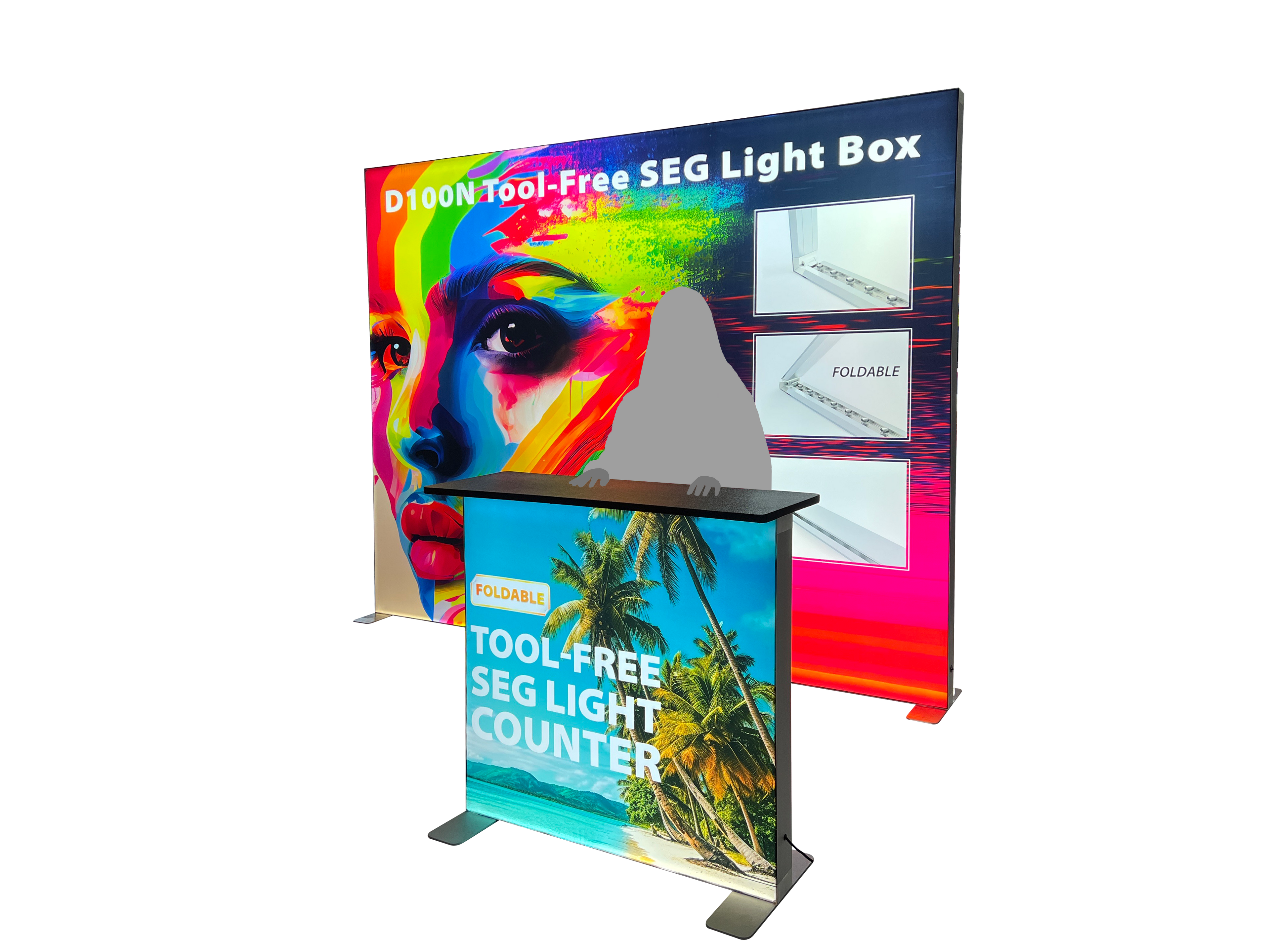 D100N-3939 3.3FTx3.3FT Aluminum Frame Foldable Tool-free SEGFold Light Counter