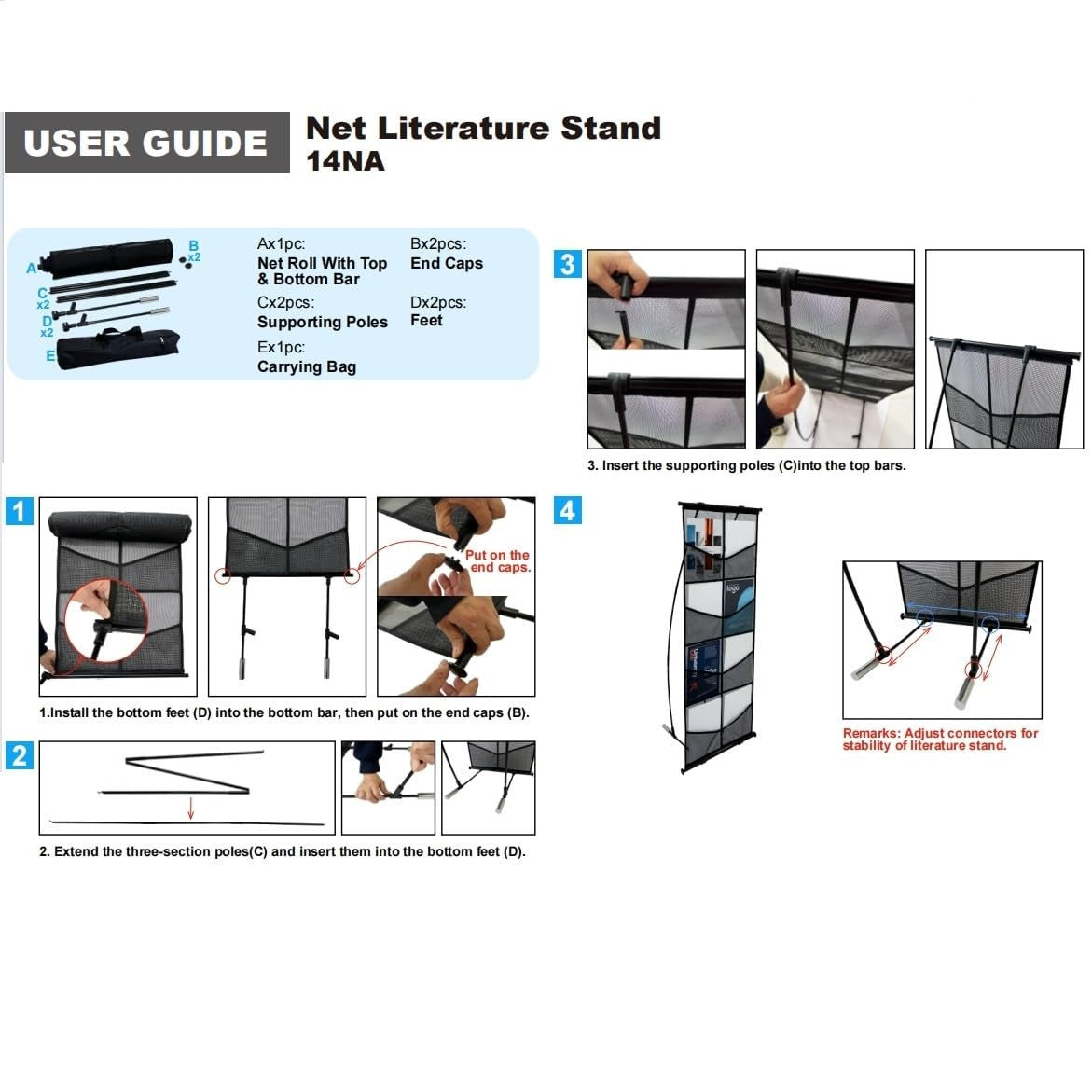 14NA Mesh Literature Brochure Holder With 8 Pockets Display Holder