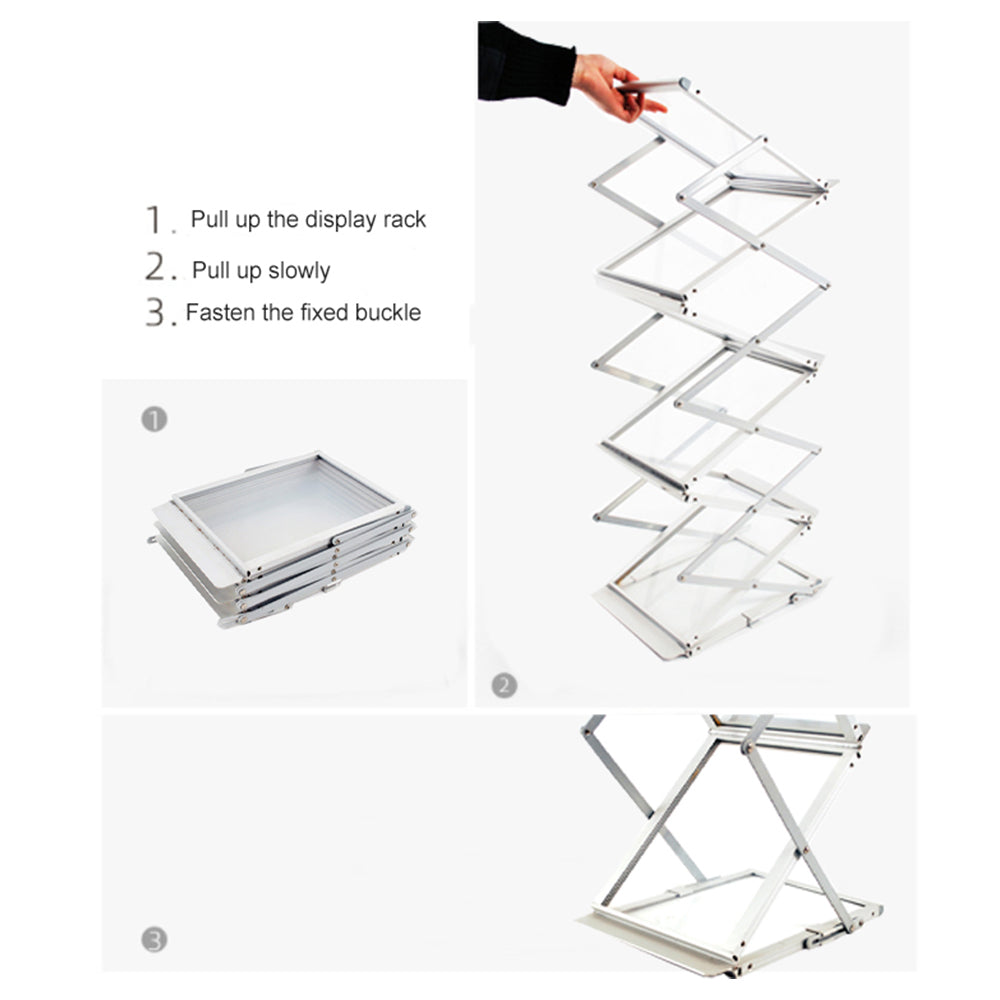 13ZE 6 Pockets Foldable Magazine Rack Brochure Stand Catalog Literature Rack