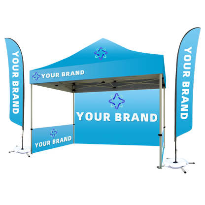 10x10FT Hexagon Aluminum Canopy Tent + Feather Flag Kit