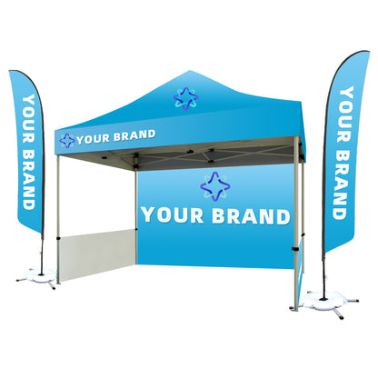 10x10FT Hexagon Aluminum Canopy Tent + Feather Flag Kit