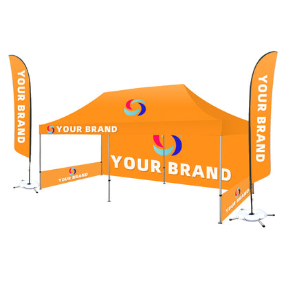 10*20ft Hexagon Aluminum Canopy Tent + Feather Flag Kit