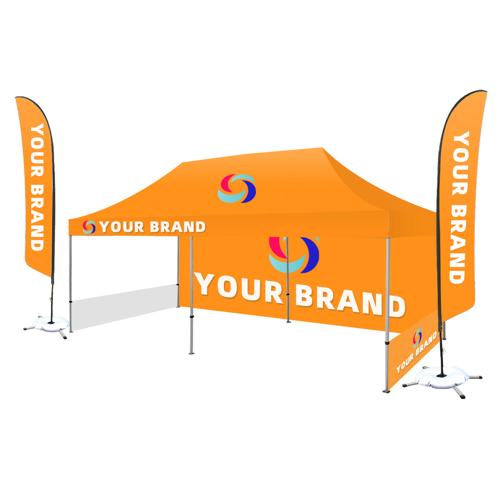 10*20ft Hexagon Aluminum Canopy Tent + Feather Flag Kit