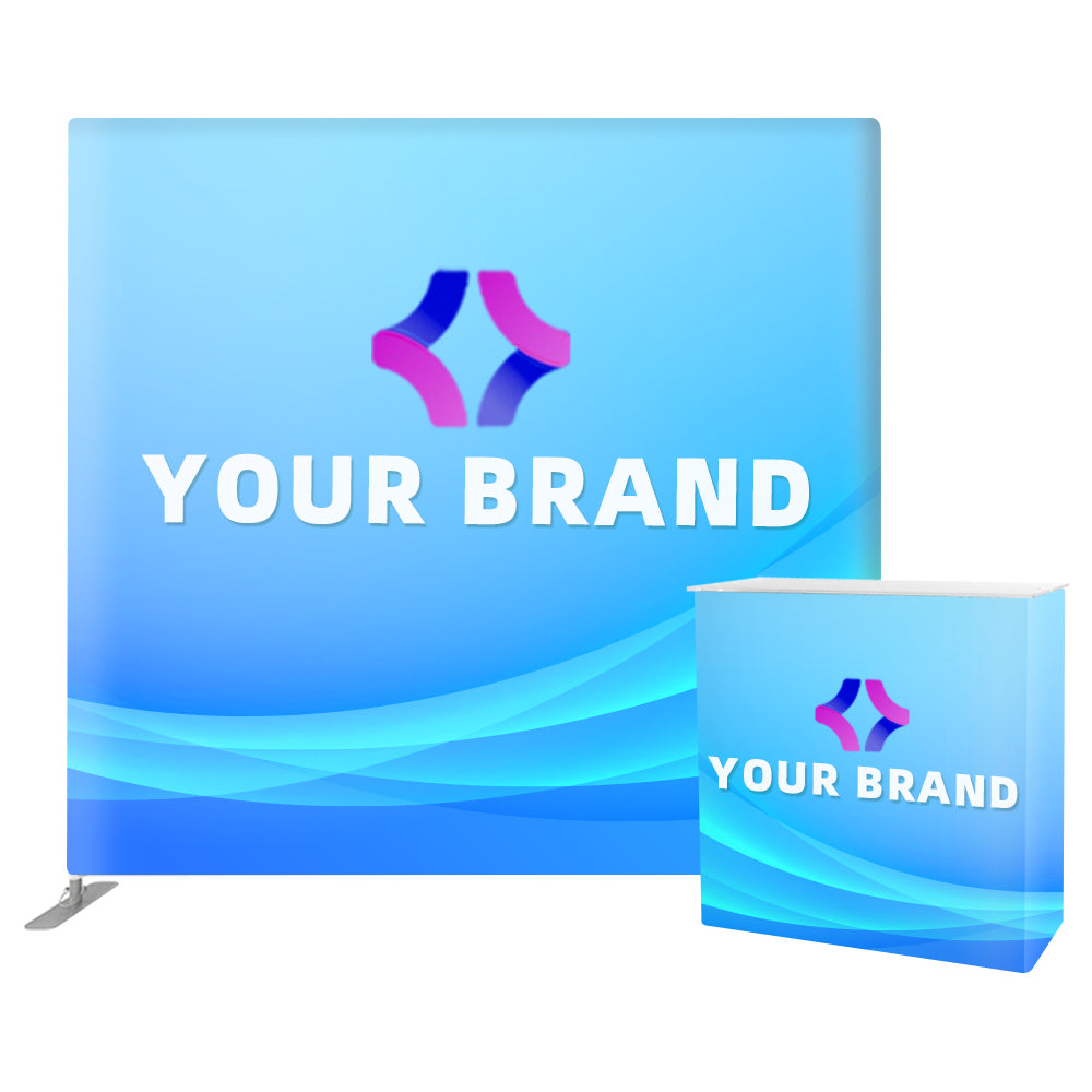 28C-FM8 8*8FT Tension Fabric Display Stand Backdrop+Counter
