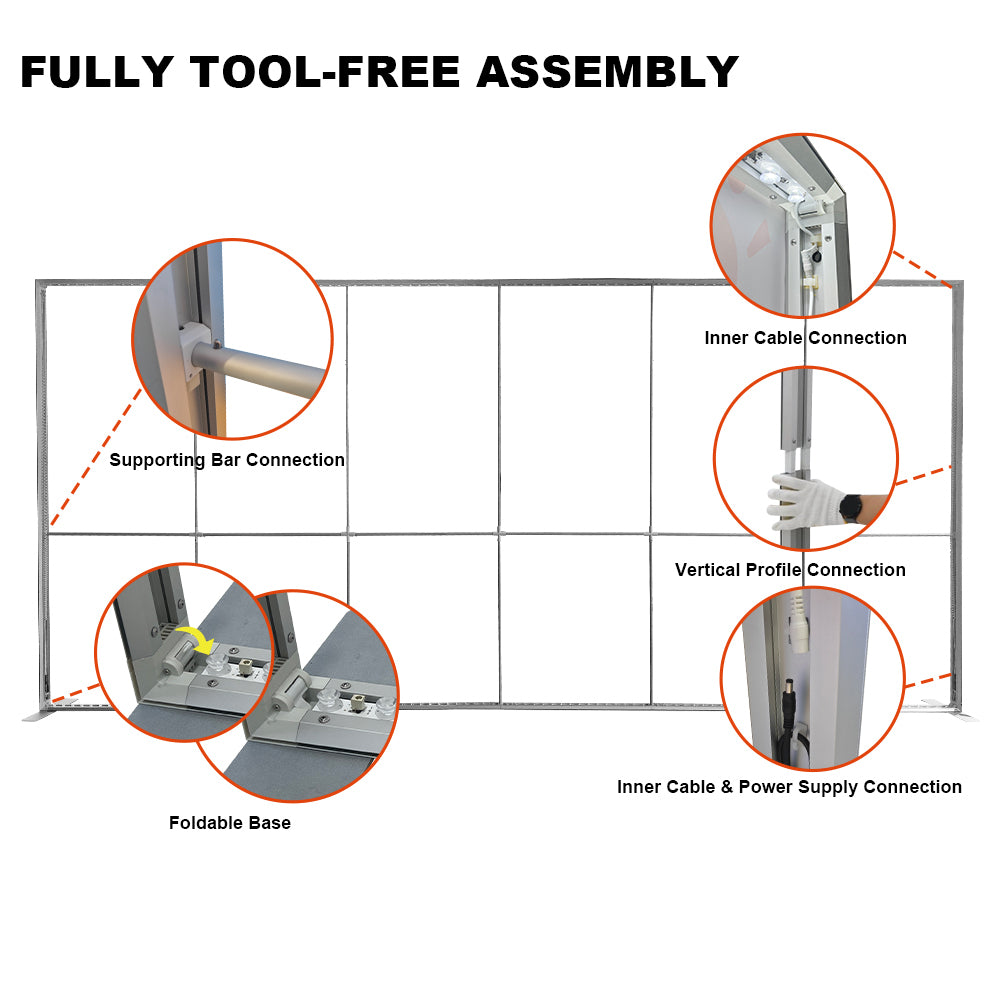 D100N236118 20X10ft Aluminum Frame Tool-Free SEG Fold Lightbox Fabric Display