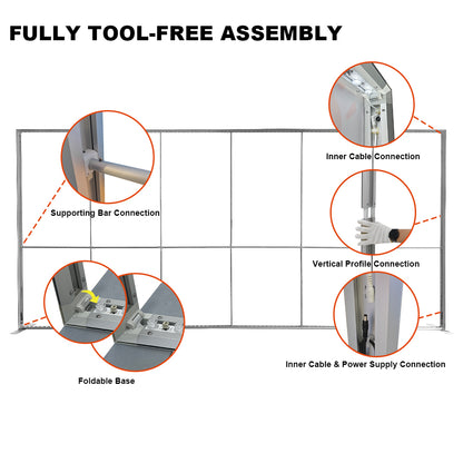 D100N236118 20X10ft Aluminum Frame Tool-Free SEG Fold Lightbox Fabric Display