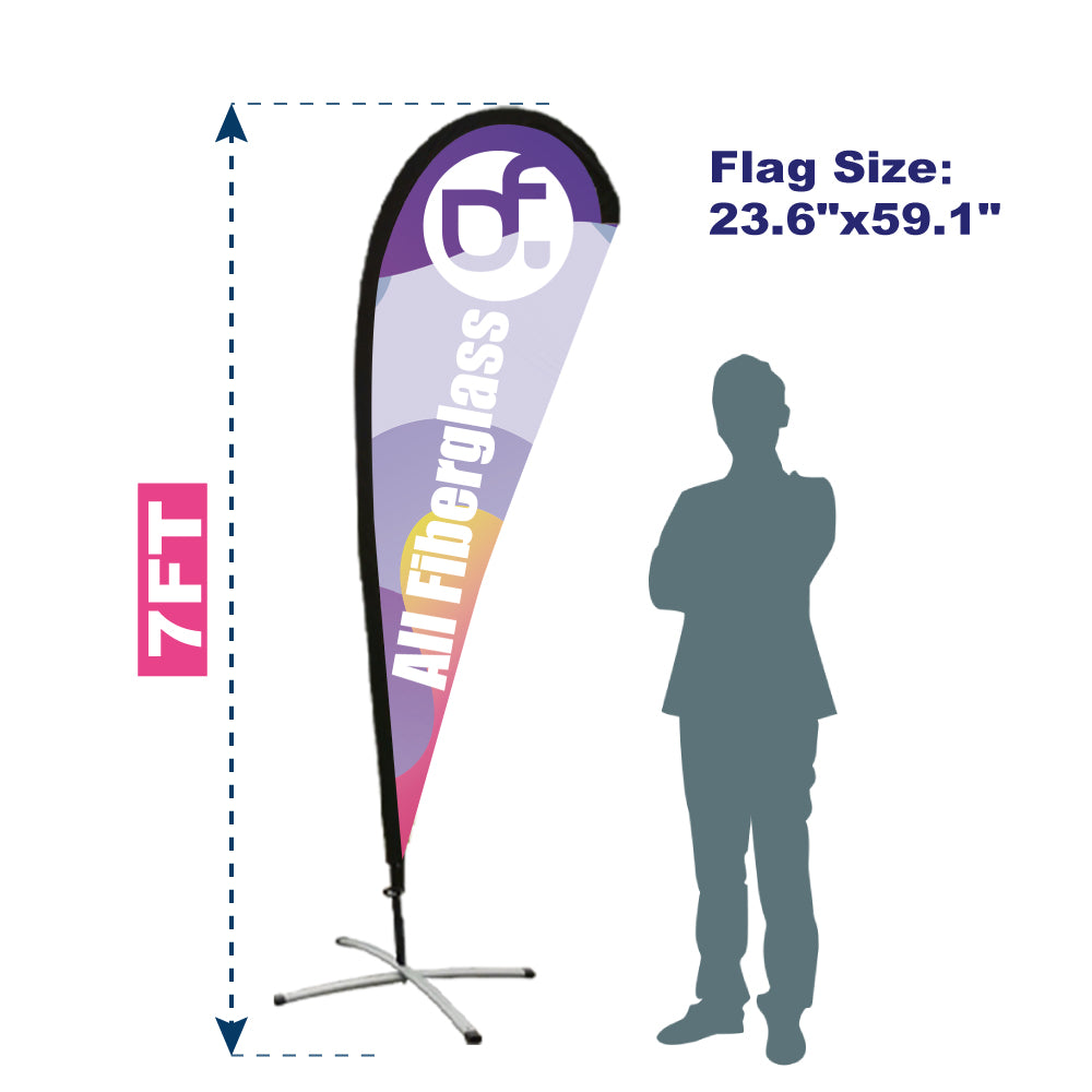 15FP-S 7FT Windless All Fiberglass Teardrop Flag Pole with Bag