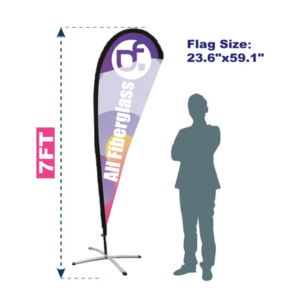 15FP-S 7FT Windless All Fiberglass Teardrop Flag Pole with Bag