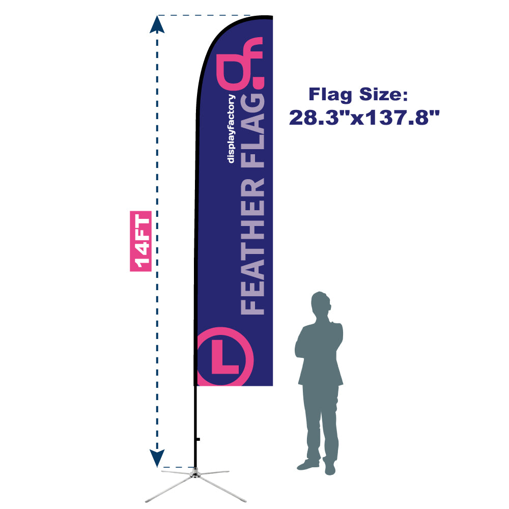 WT-15FP-L 14FT Windless All Fiberglass Feather Flag Pole with Bag