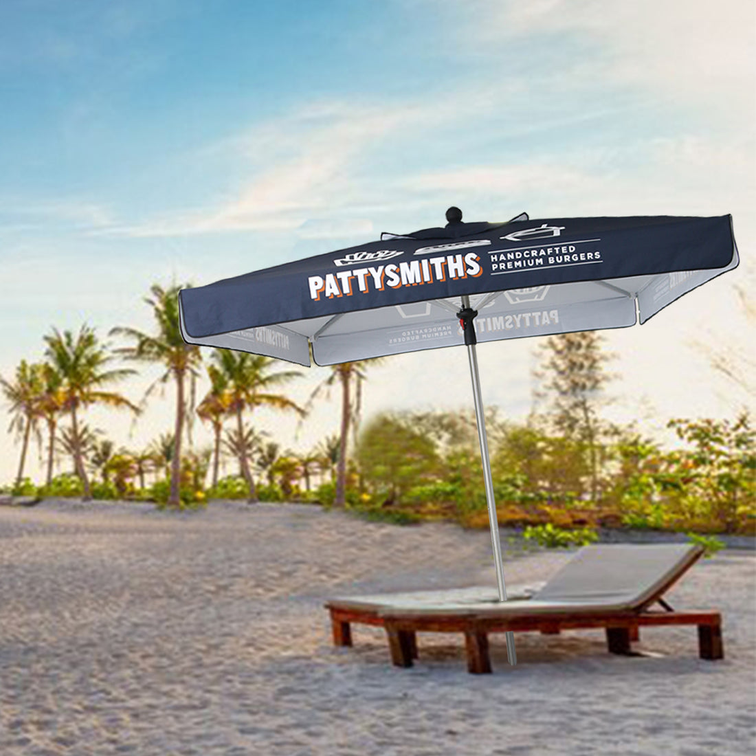 7.5FT Square Outdoor Beach Umbrella for Advertising