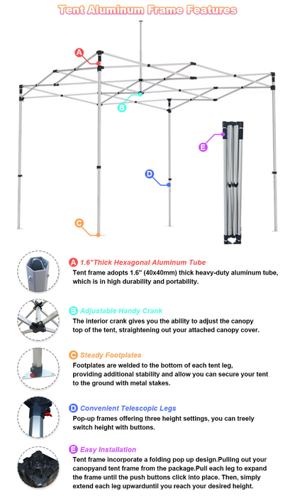 10x10FT Hexagon Aluminum Outdoor Canopy Tent