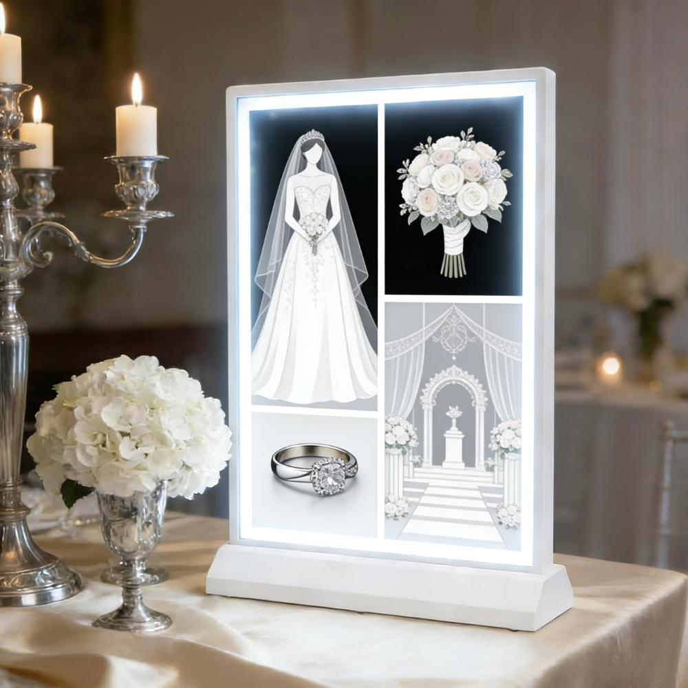 A4 Size Tabletop Sign Holder Double-Sided LED Brightness Adjustable Advertising Light Box