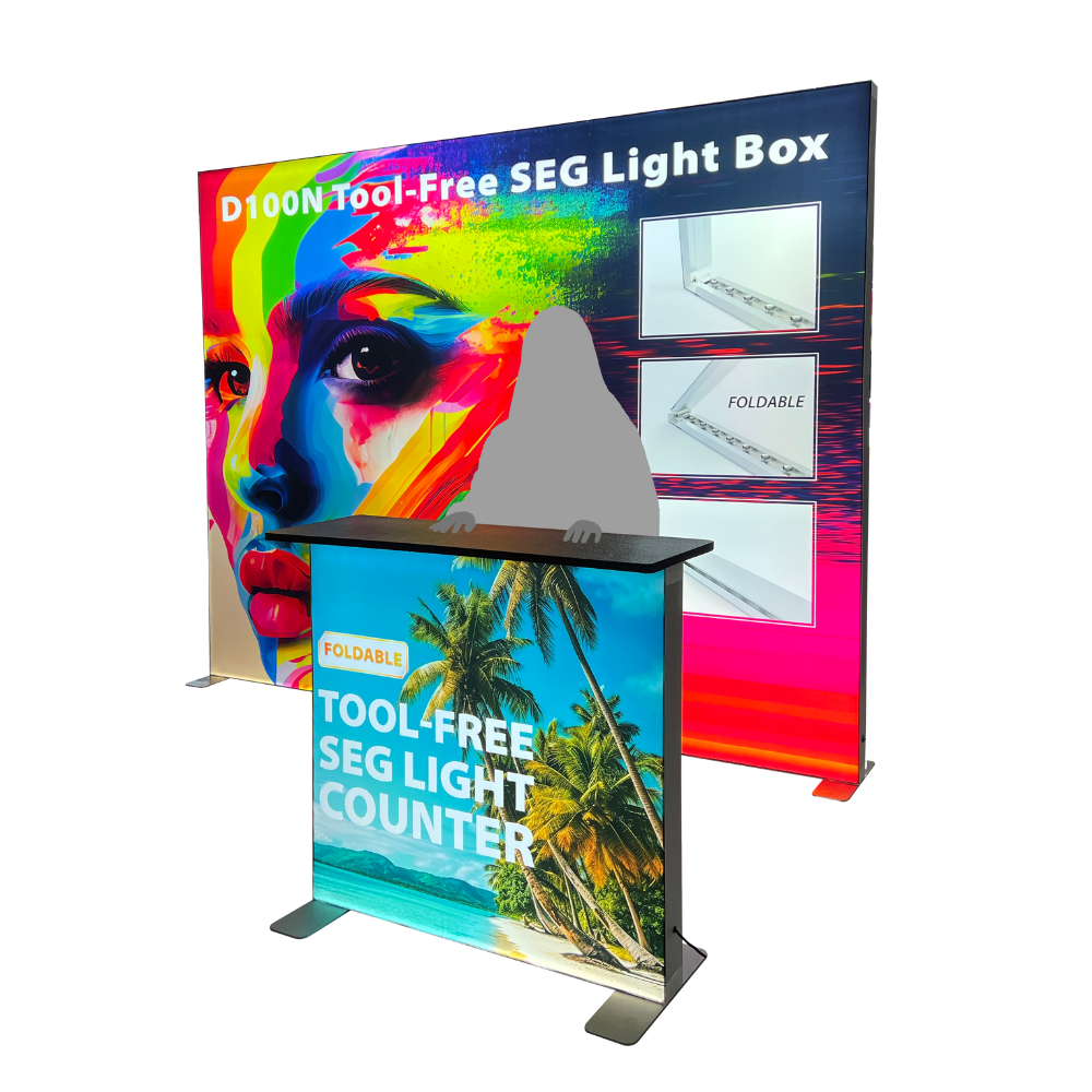 D100NP-3939 3.3FTx3.3FT PVC Frame Foldable Tool-free SEGFold Light Counter