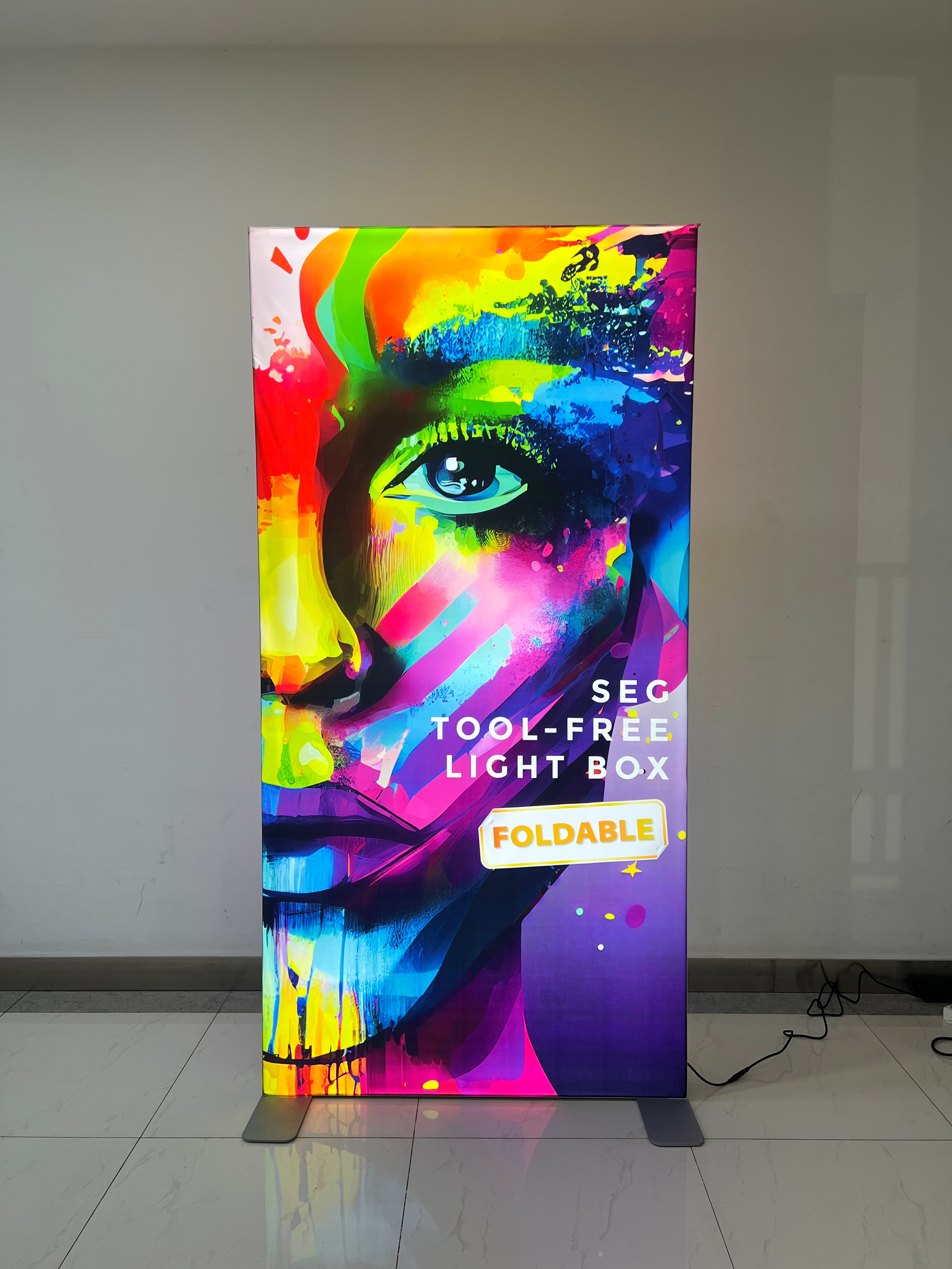 D100NP-3979 3.3FTx6.5FT PVC Frame Foldable Tool-free SEGFold Light Box for Advertising