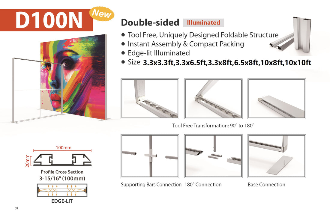 D100N-118118 10FT X 10FT SEGFold Light Box Backdrop Foldable Modular Portable 100% Tool-free