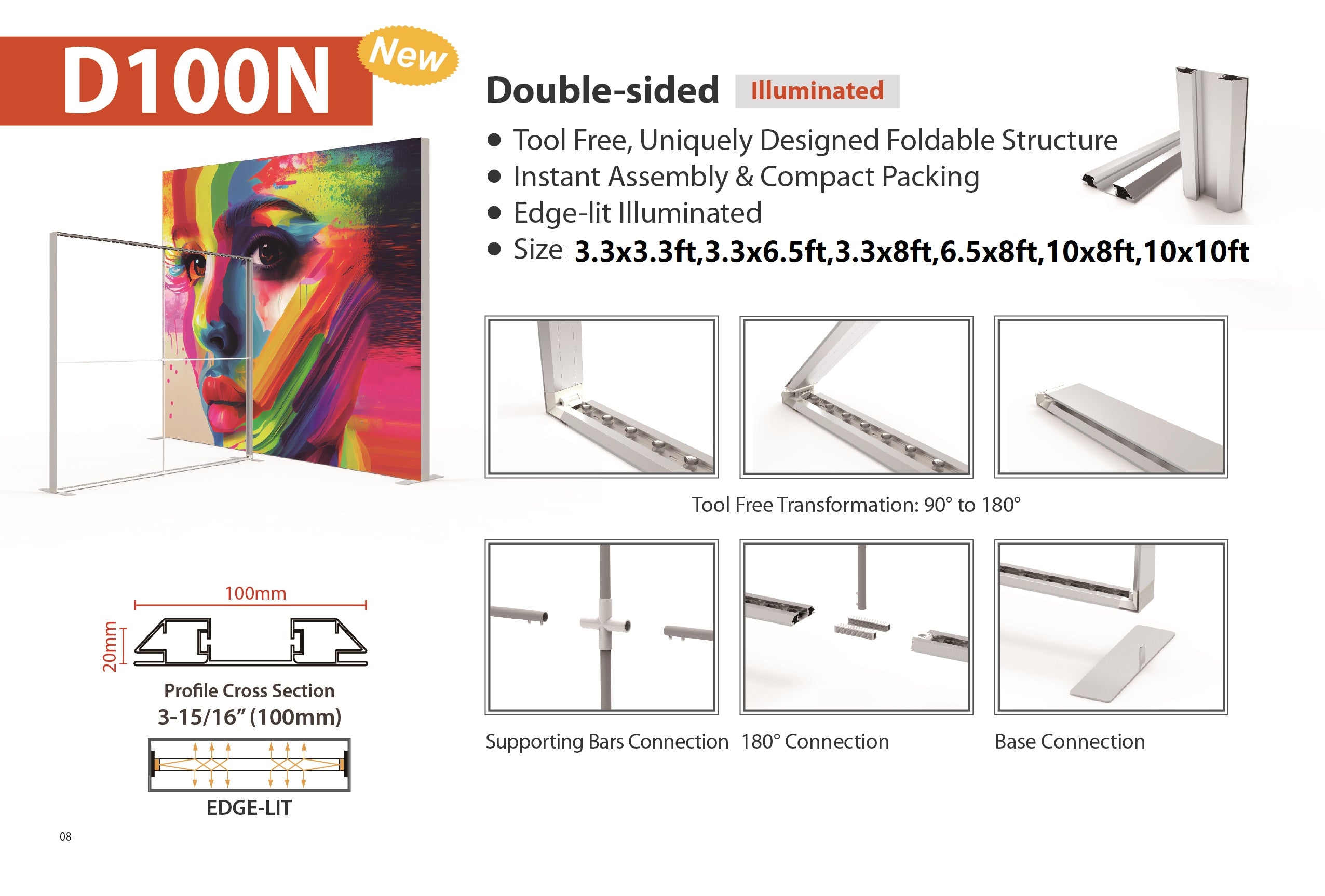 D100N-118118 10FT X 10FT SEGFold Light Box Backdrop Foldable Modular Portable 100% Tool-free