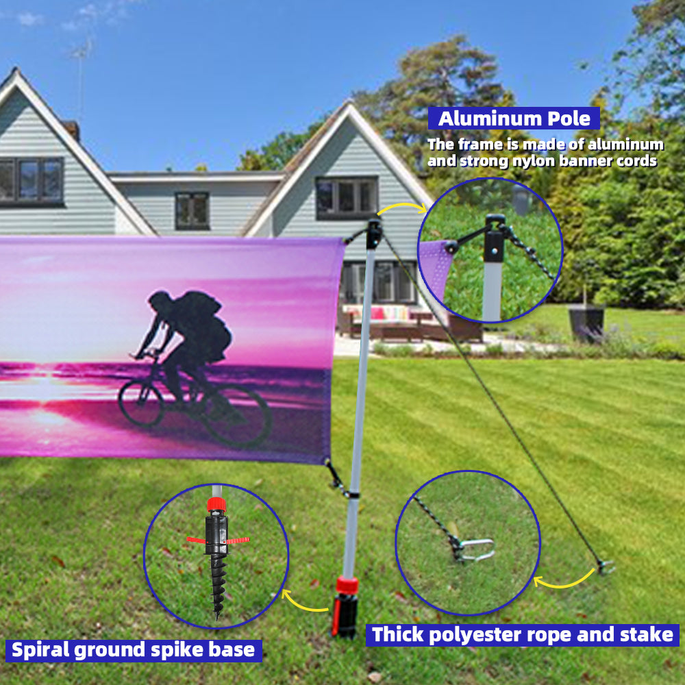 Sign Posts Lawn 3x10ft Outdoor Horizontal Banner Post Yard Sign Displays Stand ...
