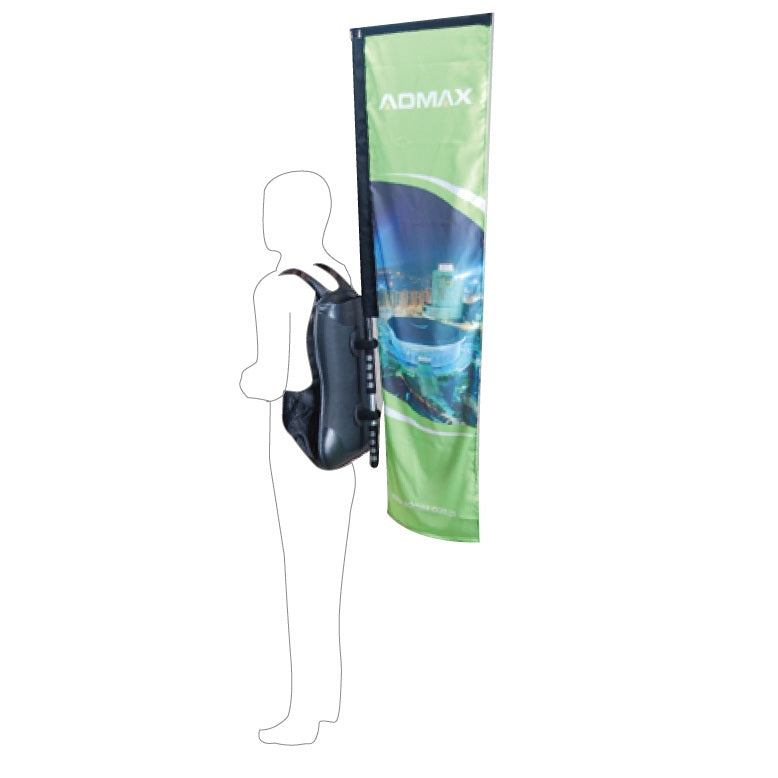 WT-29P-B Human Backpack Block/Teardrop Flag Banner (Block Type)