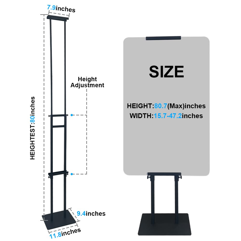 WT-21D 80&quot; Adjustable Height Double -Sided Poster Sign Stand For Display Frame Holder